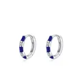Pendientes de aro en plata S925 con esmalte azul y piedras de circonita blanca brillante - Plata 925 / Azul oscuro