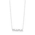 Elegante collar MAMA de plata de ley S925 con pavé de circonitas en fondo blanco - Plata 925 / Plateado