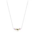 Elegant s925 silver necklace with five square gemstones in pink, yellow, and smoky hues - 925 Silver / Silver