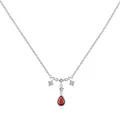 Elegant S925 silver necklace featuring a vintage red waterdrop pendant and star detail - 925 Silver / Silver Red