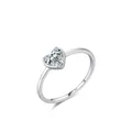 Elegante anello in argento sterling S925 con una scintillante pietra di zircone a forma di cuore - US 5 / Cuore