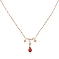 Elegant rose gold S925 silver necklace with teardrop red zircon and star accents - 925 Silver / Rose Gold Red Stone