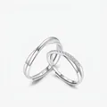 S925 sterling zilveren Mobius koppelringen set met minimalistische diamanten inleg - Verstelbaar Open / Gepolijste Herenring en Damesring met Pavé / Zilver
