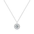 Collar de plata de ley S925 con colgante de diamante redondo brillante para mujer - Plata 925 / Plateado