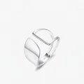 Irregular cutout open wide ring in S925 sterling silver with a polished finish - Adjustable Open / Silver