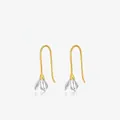 Elegantes pendientes de flor de magnolia en plata S925 con ganchos dorados sobre blanco - Plata 925 / Bicolor Oro y Plata