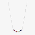 Collana in argento S925 con pendente curvo a pietre arcobaleno e dettagli in zirconia - Argento 925 / Argento sterling 925
