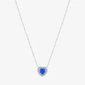 Elegante collana a cuore in argento S925 con opale blu vibrante e zirconi bianchi luminosi - Argento 925 / Argento