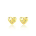 Orecchini a lobo a cuore in argento 925 dorato con brillanti cristalli incastonati - Argento 925 / Oro K