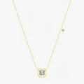 Elegant 18K gold plated S925 sterling silver necklace with square sugar cube pendant - 925 Silver / Gold Color (S925 Sterling Silver)