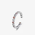 Anello a stella vintage in argento sterling S925 con gemme arancioni e design aperto - Aperto Regolabile / Argento