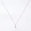 Delicate S925 sterling silver lightning bolt necklace with sparkling pavé zircons - Silver