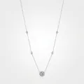 Collar de plata de ley S925 con colgante de diamante redondo brillante y detalles de estrellas - Plata 925 / Plata de ley 925