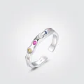 S925 Sterling Silber Unregelmäßiger offener Ring mit bunten Zirkonsteinen für Damen - Einstellbar Offen / Silber
