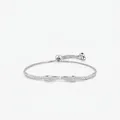 S925 sterling silver bow bracelet with pavé diamonds and adjustable box chain for women - S925 Sterling Silver Style (S3666) / 925 Silver