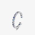 S925 sterling silver open ring featuring colorful gradient round cut gemstones - Adjustable Open / 925 Sterling Silver