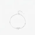 Bracciale a doppio strato in argento sterling S925 con ciondoli a cuore e perline - Argento sterling 925