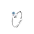 Anello aperto in argento sterling S925 con design a fiore in turchese blu - Aperto Regolabile / Argento