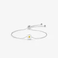 Pulsera ajustable de margarita en plata S925 con esmalte blanco para mujer - Plata 925 / Plata de ley 925
