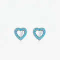 Orecchini a lobo a cuore in argento S925 lucido con bordo di perle turchesi vintage - Argento 925 / Argento sterling 925