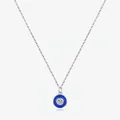Collar de plata S925 con colgante redondo de esmalte azul Klein y circonita cúbica - Plata 925 / Plateado
