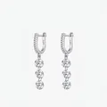 Pendientes largos de plata de ley S925 con tres circonitas redondas brillantes - Plata 925 / Plata de ley 925