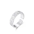 Verstellbarer Ring aus S925 Sterlingsilber mit unregelmäßiger Zinnfolien-Textur - Einstellbar Offen / S925 Sterling Silber (Silber)
