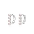 Eleganti orecchini a cerchio in argento S925 con quattro perle bianche in linea verticale - Argento 925 / Argento