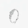Sparkling S925 sterling silver geometric ring with oval and round faceted zircons - US Size 5 / Silver