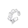 Minimalistischer S925 Sterlingsilber Ring mit einzigartiger gefalteter Textur - Einstellbar Offen / Silber
