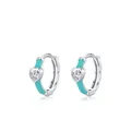 Κρίκοι από ασήμι S925 με σμάλτο Tiffany blue και ζιργκόν σε σχήμα καρδιάς - Κούμπωμα αυτιού / Πράσινο