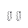 S925 Sterling Silber Creolen mit gehämmerter Textur in glänzendem Silber für Damen - Silber