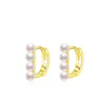 Eleganti orecchini a cerchio in argento S925 placcato oro con quattro perle bianche - Argento 925 / Oro