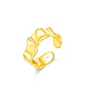 Goldener S925 Sterlingsilber Ring mit einzigartiger gewellter Faltenstruktur - Einstellbar Offen / Gold