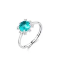 Elegant S925 sterling silver ring with blue sunflower gemstone and white zircon accents - US Size 5 / Sunflower Ring