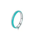 Anello in argento S925 con smalto blu tiffany e pavé di pietre di zircone - Taglia US 5 / Verde
