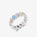 Anello eternity in argento S925 con zirconi colorati taglio ovale incastonati - Taglia US 5 / Argento sterling 925