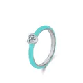 Bague en argent S925 avec émail turquoise et oxyde de zirconium en forme de cœur - Taille US 5 / Vert