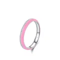 Anello in argento sterling S925 con finitura in smalto rosa e accenti di zirconi cubici - Taglia US 5 / Rosa