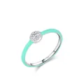 Elegante S925 zilveren ring met mintgroen emaille en glinsterende druppelkristallen - Amerikaanse maat 5 / 925 Sterling Zilver (Groen)