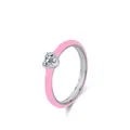 Bague élégante en argent 925 avec émail rose et oxyde de zirconium en forme de cœur - Taille US 5 / Rose