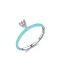 S925 sterling zilveren ring met hemelsblauw email en een peervormige waterdruppelsteen - Amerikaanse maat 5 / S925 Sterling Zilver (Blauw)