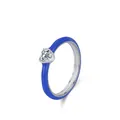 Bague cœur en argent S925 avec émail bleu Klein et oxyde de zirconium brillant - Taille US 5 / Bleu Klein