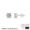 Pendientes de moissanita de 1 quilate en plata S925 con certificación GRA - Plata 925 / Plata de Ley S925 (0,5ct*2)