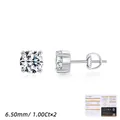 Pendientes de moissanita de 1 quilate en plata 925 con engaste de 4 garras y certificado GRA - Plata 925 / Plata de Ley S925 (1ct*2)