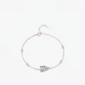 Bracciale in argento sterling S925 con cristalli taglio smeraldo e cuore su catena sottile - Argento 925 / Argento