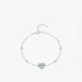 Bracciale in argento sterling S925 con cuore in smalto menta e pietre di zircone - Argento 925 / Argento
