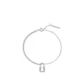 Bracciale a lucchetto in argento sterling S925 con mezza catena e diamanti per donna - Argento 925 / Argento