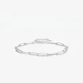 Pulsera minimalista de plata de ley S925 con eslabones rectangulares de textura martillada - Diseño de Clip Martillado / Plateado