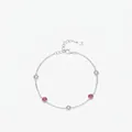 Bracciale in argento S925 con gemme rosa tonde e zirconi bianchi su sfondo bianco puro - Argento 925 / Argento
